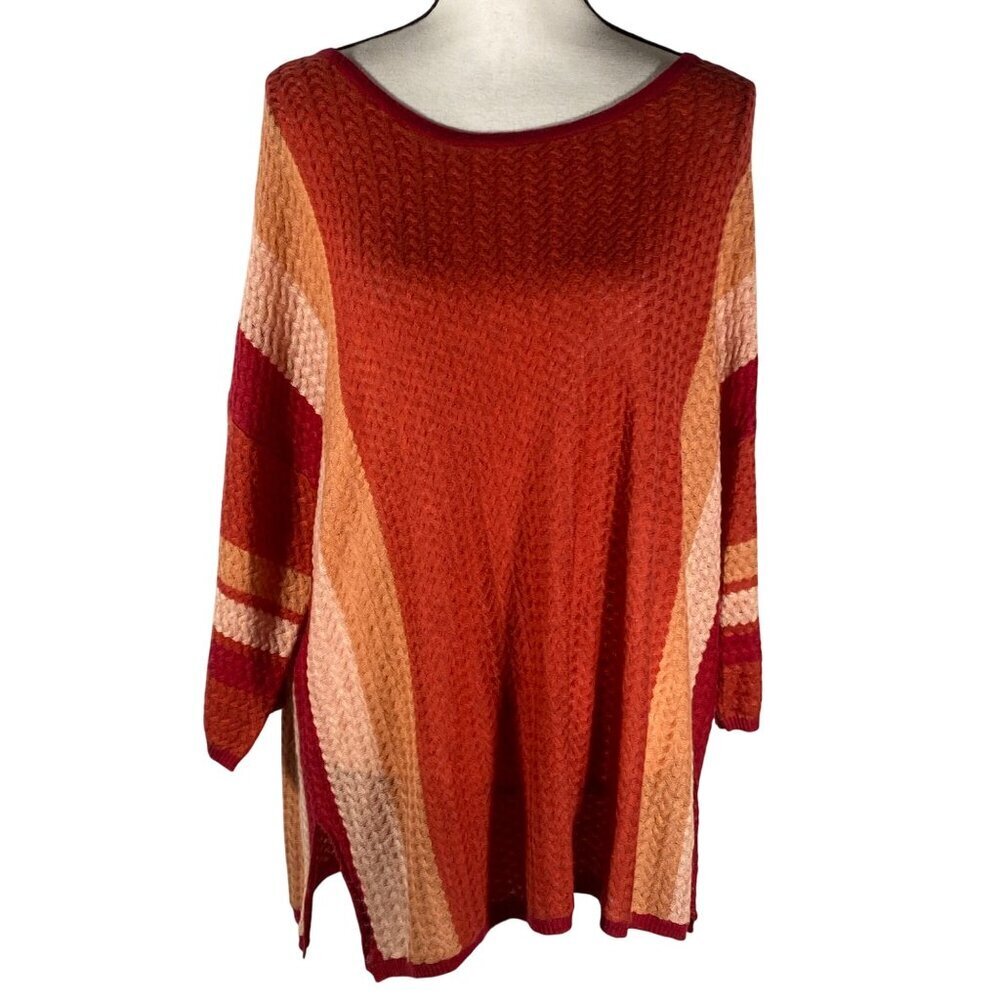 Soft Surroundings Striped Textured Knit tunic Sweater Top M Acrylic/Wool Blend